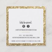 ミニマルスタイリッシュシンプル縁ど金ゴールドグリッター灰色 スクエア名刺 (裏面)