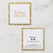 ミニマルスタイリッシュシンプル縁ど金ゴールドグリッター灰色 スクエア名刺 (正面/裏面)