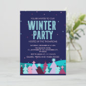 ミニマルスタイリッシュスウィンターパインツリーウィンターパーティー 招待状 (スタンド正面)