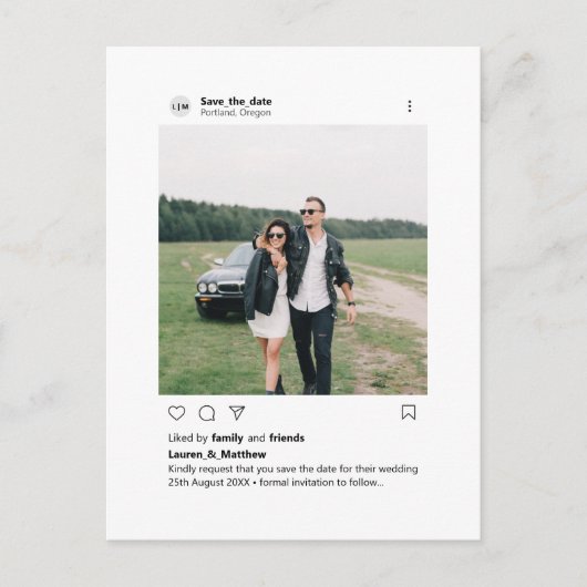 ミニマルスタイリッシュスモダンカスタム写真インスタグラム 案内ポストカード (正面)