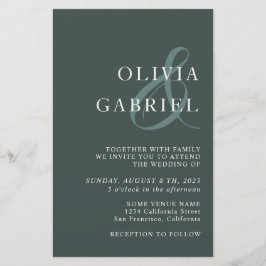 ミニマルスタイリッシュタイポグラフィ結婚式招待状 チラシ