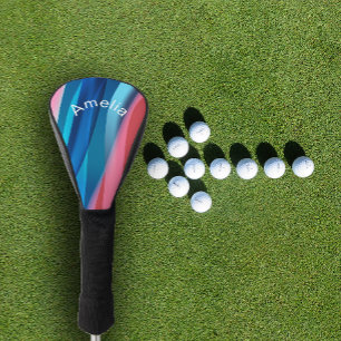 ミニマルスタイリッシュトコーラルブルーのグラデーション名 ゴルフヘッドカバー