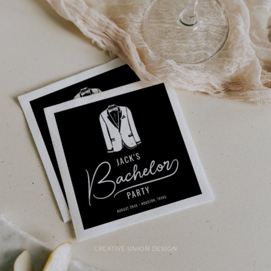 ミニマルスタイリッシュバチュラーパーティ スタンダードカクテルナプキン