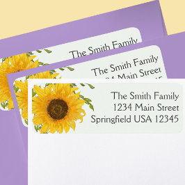 ミニマルスタイリッシュフローラひまわり差出人住所 ラベル