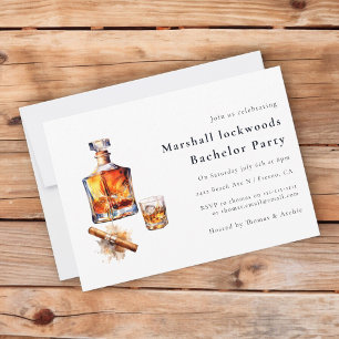 ミニマルスタイリッシュモダンバチュラーパーティ 招待状