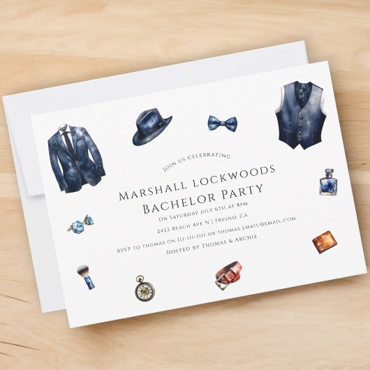 ミニマルスタイリッシュモダンバチュラーパーティ 招待状