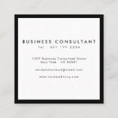 ミニマルスタイリッシュリストのプレーン白黒にロゴを追加 スクエア名刺 (裏面)