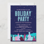 ミニマルスタイリッシュリストウィンターパインツリーホリデーパーティー 招待状 (正面)