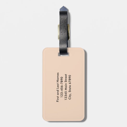 ミニマルスタイリッシュリストシックパーソナライズされたベージュ ラゲッジタグ (裏面縦)