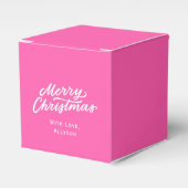 ミニマルスタイリッシュリストブライトピンクのメリークリスマス フェイバーボックス (正面サイド)