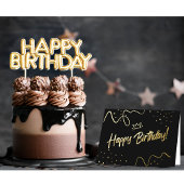 ミニマルスタイリッシュリストブラックと金ゴールドハッピーバースデー 箔グリーティングカード