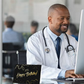 ミニマルスタイリッシュリストブラックと金ゴールドハッピーバースデー 箔グリーティングカード