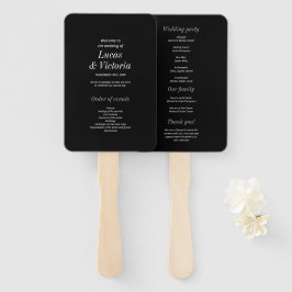 ミニマルスタイリッシュリストブラック結婚式 プログラム ハンドファン