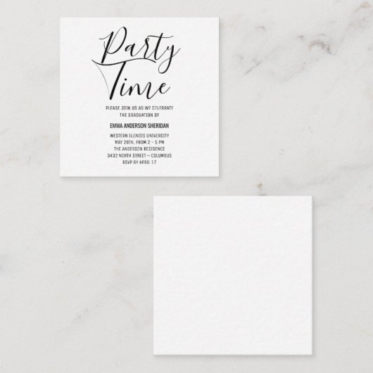 ミニマルスタイリッシュリストブラック&ホワイトのグラードパーティー エンクロージャーカード (正面/裏面)