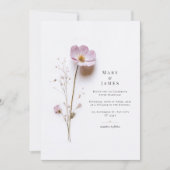 ミニマルスタイリッシュリストプレス結婚フラワー 招待状 (正面)