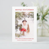 ミニマルスタイリッシュ主義の家族の写真クリスマスカード サンキューカード (スタンド正面)