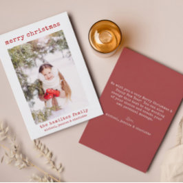 ミニマルスタイリッシュ主義の家族の写真クリスマスカード サンキューカード