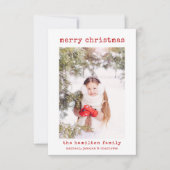 ミニマルスタイリッシュ主義の家族の写真クリスマスカード サンキューカード (正面)