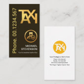 ミニマルスタイリッシュ金ゴールドタクシー看板キャブドライバー 名刺 (正面/裏面)