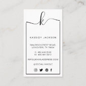 ミニマルスタイリッシュScript Monogram Frame Circle写真 名刺 (裏面)