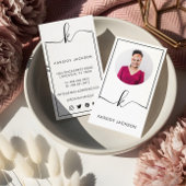 ミニマルスタイリッシュScript Monogram Frame Circle写真 名刺