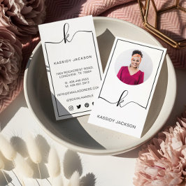 ミニマルスタイリッシュScript Monogram Frame Circle写真 名刺
