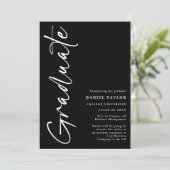 ミニマルスタイリッシュScript Photo Black Graduation 案内状 (スタンド正面)