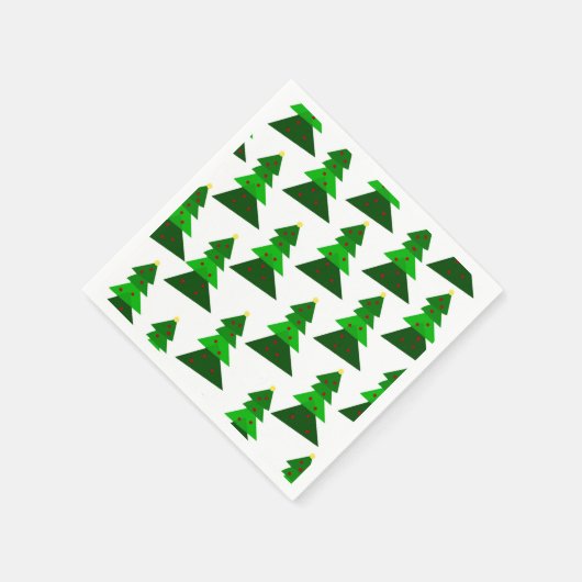 ミニマルスタイルかわいいクリスマスツリーパターン スタンダードカクテルナプキン (角)