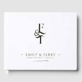 ミニマルスタイルパーソナライズされたモノグ結婚ラム ゲストブック (正面)