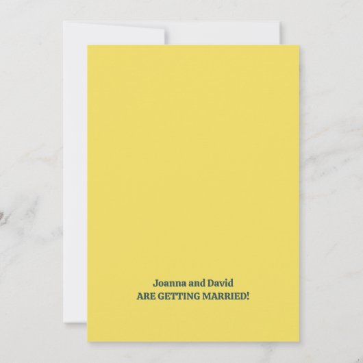 ミニマルスタイル | レトロタイプライター結婚フォント セーブザデート (裏面)