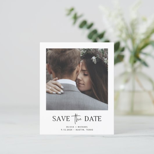 ミニマルスタイル | 1つの写真予算で日付を保存 (スタンド正面)