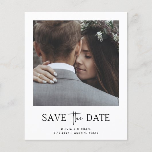 ミニマルスタイル | 1つの写真予算で日付を保存 (正面)