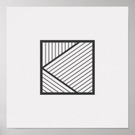 ミニマルストライプのスクエア白黒ポスター ポスター