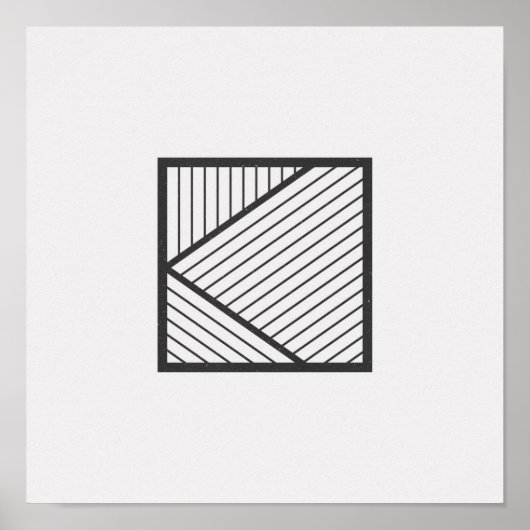 ミニマルストライプのスクエア白黒ポスター ポスター (正面)