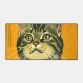 ミニマルストライプのスグレー虎猫 デスクマット (正面)