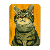 ミニマルストライプのスグレー虎猫 マグネット (縦)