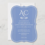 ミニマルストライプのMonogram Cornflower Photo 結婚's 招待状 (正面)