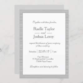 ミニマルストライプス白モダン灰色結婚のCHIC 招待状