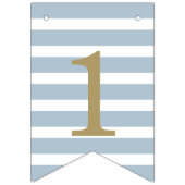 ミニマルストライプパーソナライズされた誕生日 バンティングフラッグ (第1の旗)