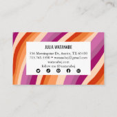 ミニマルストライプリスト手作りラインソーシャルメディアのアイコン 名刺 (裏面)