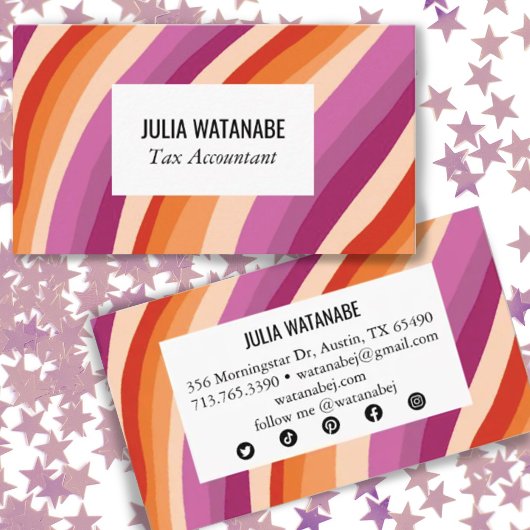 ミニマルストライプリスト手作りラインソーシャルメディアのアイコン 名刺