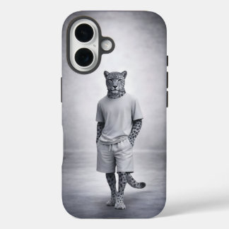 ミニマルスノーレオパードストリートウェアイラスト iPhone 16ケース