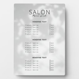 ミニマルスパ&ヘアサロンサービスの価格表 フォトプラーク
