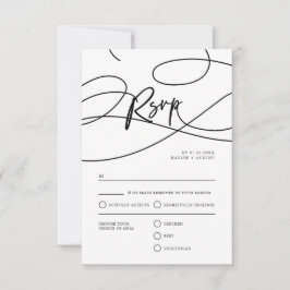 ミニマルスモダンファンシークリプト「RSVP」 QRコード結婚s 出欠カード