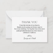 ミニマルス結婚ト3枚の写真をコラージュ感謝していする ノートカード (裏面)