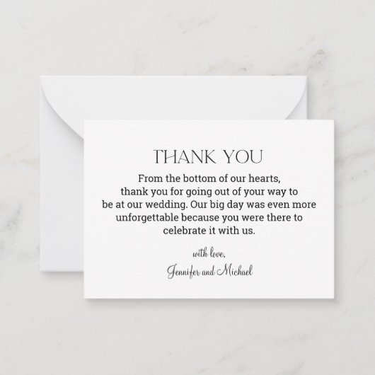 ミニマルス結婚ト3枚の写真をコラージュ感謝していする ノートカード (裏面)