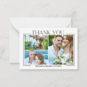 ミニマルス結婚ト3枚の写真をコラージュ感謝していする ノートカード (正面)