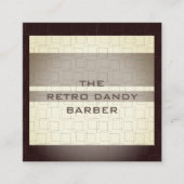 ミニマルズストライプブラウンレトロシックマンリーバーショップホテル スクエア名刺 (正面)