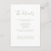 ミニマルセージグリーン予算結婚詳細 エンクロージャーカード (正面)