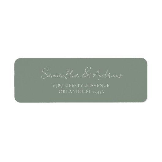 ミニマルセージグリーン差出人住所結婚ズ ラベル (正面)
